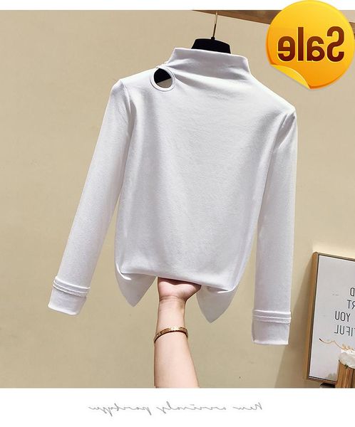 women's t-shirt hole long-sleeved female autumn green strapless bottoming shirt slim clothing, White
women's t-shirt hole long-sleeved female autumn green strapless bottoming shirt slim clothing, White