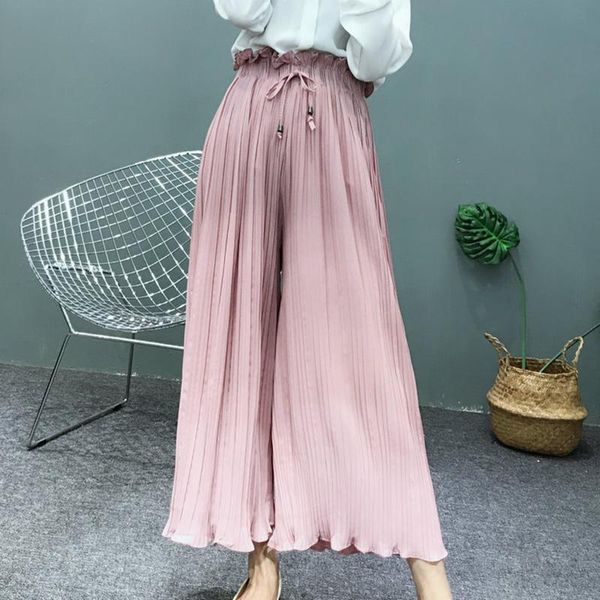 women's pants & capris high waist chiffon wide-leg streetwear women, Black;white
women's pants & capris high waist chiffon wide-leg streetwear women, Black;white