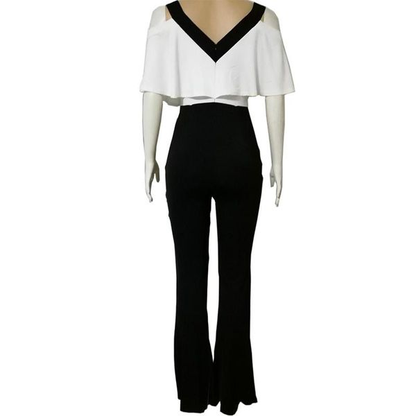 women's jumpsuits & rompers flare leg jumpsuit womens long pants playsuit vrouwen zomer elegant v neck cold shoulder vadim, Black;white
women's jumpsuits & rompers flare leg jumpsuit womens long pants playsuit vrouwen zomer elegant v neck cold shoulder vadim, Black;white