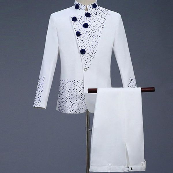 men's suits & blazers 2021 fashion mens white suit diamond floral men for wedding groom tuxedo with pants party slim fit, White;black
men's suits & blazers 2021 fashion mens white suit diamond floral men for wedding groom tuxedo with pants party slim fit, White;black