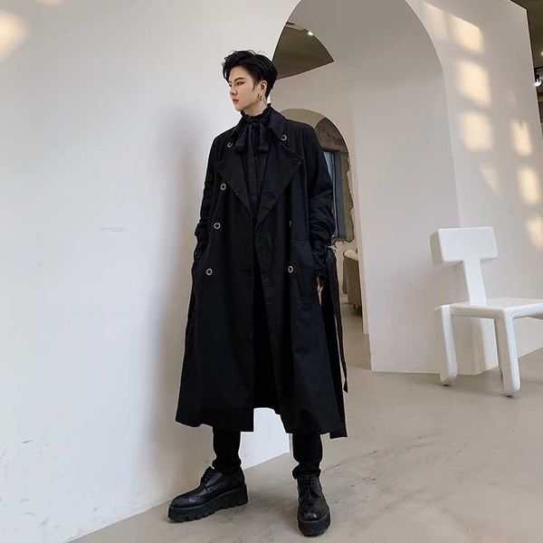 men's trench coats s-xldark black simple handsome loose long double-breasted windbreaker jacket streamers decorative autumn coat., Tan;black
men's trench coats s-xldark black simple handsome loose long double-breasted windbreaker jacket streamers decorative autumn coat., Tan;black