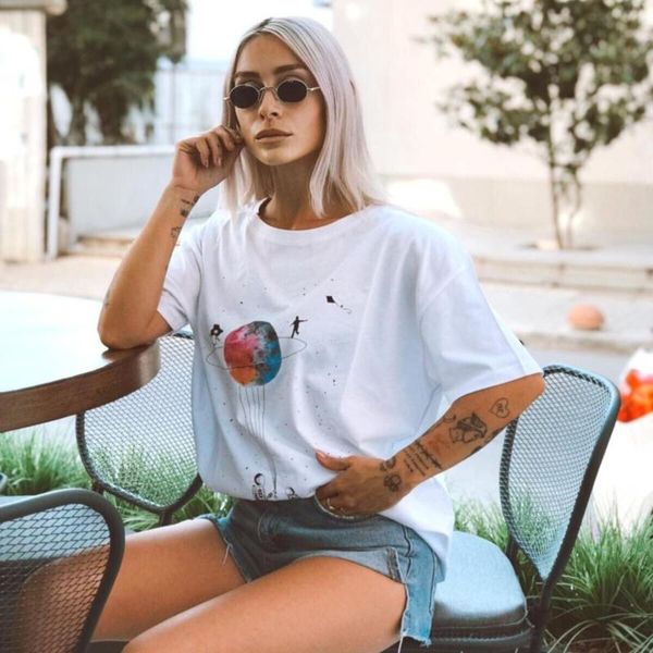 women's t-shirt summer graphic fashion o neck planet printed t shirts female casual tunic y2k tees woman streetwear, White
women's t-shirt summer graphic fashion o neck planet printed t shirts female casual tunic y2k tees woman streetwear, White