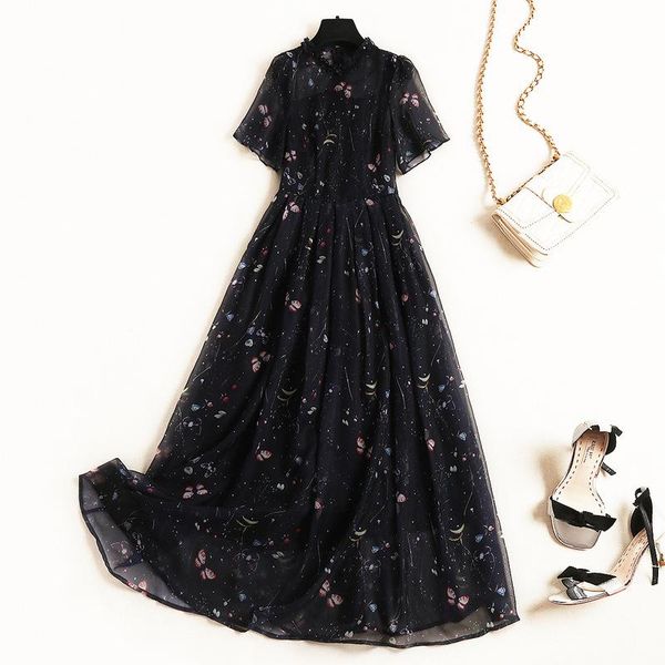 casual dresses european floral perspective chiffon women dress 2021 summer women's medium-length with wooden vestido vestidos, Black;gray
casual dresses european floral perspective chiffon women dress 2021 summer women's medium-length with wooden vestido vestidos, Black;gray