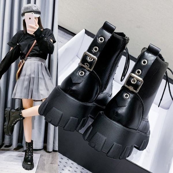 dress shoes women's leather boots martin rubber shoes with zipper platform mujer xybo, Black
dress shoes women's leather boots martin rubber shoes with zipper platform mujer xybo, Black