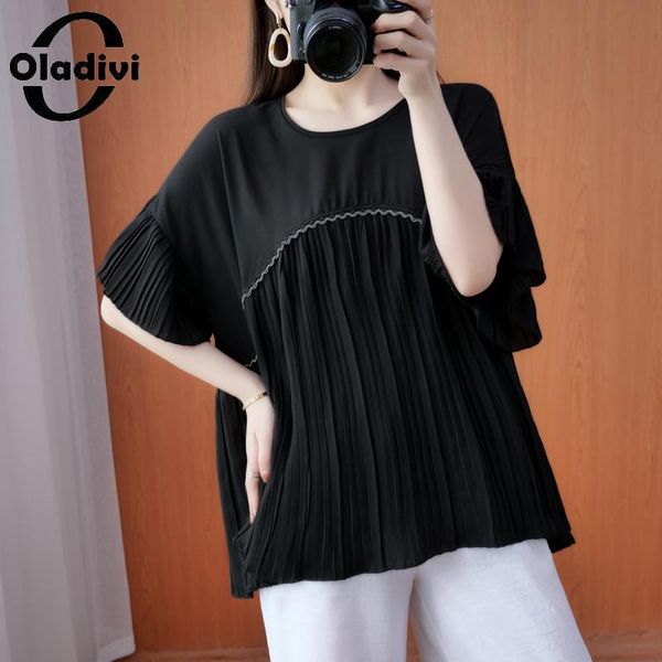 women's blouses & shirts oladivi oversized women clothing fashion casual pleated 2021 summer ladies loose black tunics blusas 2167, White
women's blouses & shirts oladivi oversized women clothing fashion casual pleated 2021 summer ladies loose black tunics blusas 2167, White