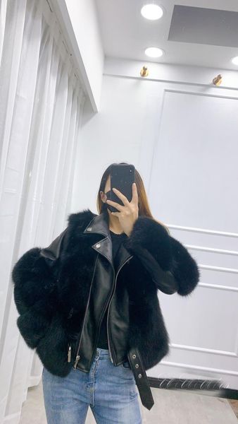 women's fur & faux genuine real natural coat with sheep skin fashion warm winter waistcoats jacket, Black
women's fur & faux genuine real natural coat with sheep skin fashion warm winter waistcoats jacket, Black