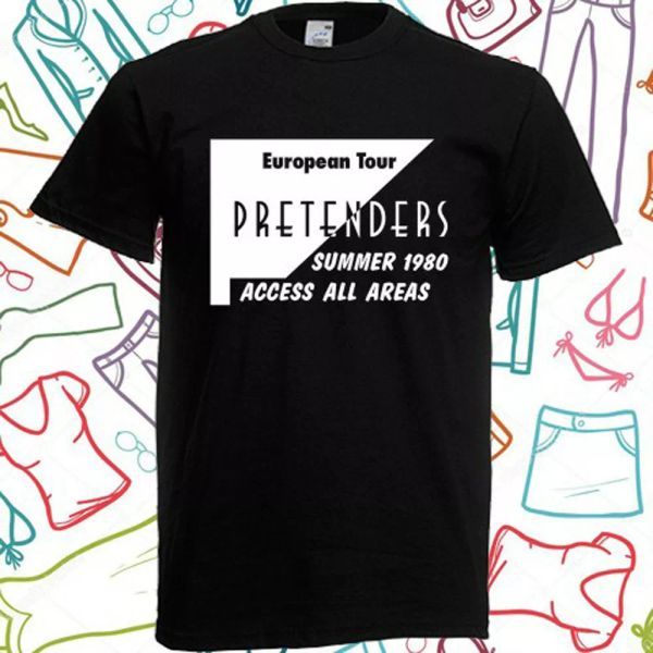 the pretenders euro tour men's black t-shirt size s to 3xl, White;black