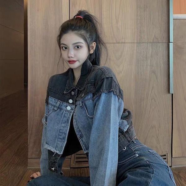 women's jackets women short denim crop jacket patchwork autumn spring causal female clothes, Black;brown
women's jackets women short denim crop jacket patchwork autumn spring causal female clothes, Black;brown