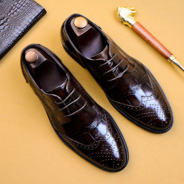 Handmade formal shoes men Genuine Leather Fashion Wedding Party Luxury Brand Brogue Shoes Casual lace-up wedding shoes, Black
Handmade formal shoes men Genuine Leather Fashion Wedding Party Luxury Brand Brogue Shoes Casual lace-up wedding shoes, Black