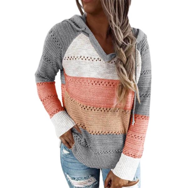 women's hooded sweater, casual rib knitted long sleeve loose fitting pullover with drawstring hood sweaters, White;black
women's hooded sweater, casual rib knitted long sleeve loose fitting pullover with drawstring hood sweaters, White;black