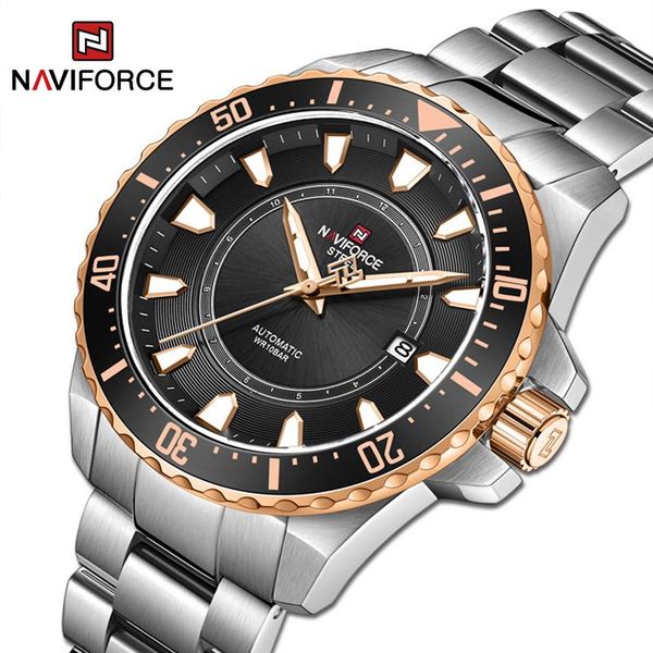 wristwatches naviforce military sport watches mens automatic mechanical movement 100m waterproof stainless steel luminous date display watch, Slivery;brown
wristwatches naviforce military sport watches mens automatic mechanical movement 100m waterproof stainless steel luminous date display watch, Slivery;brown