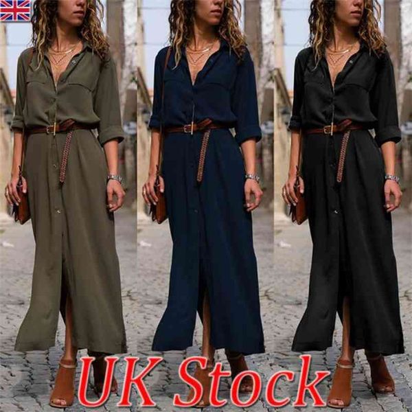 autumn button long dress elegant women sleeve maxi shirt casual work plus size black es robe vestidos 210520, Black;gray
autumn button long dress elegant women sleeve maxi shirt casual work plus size black es robe vestidos 210520, Black;gray