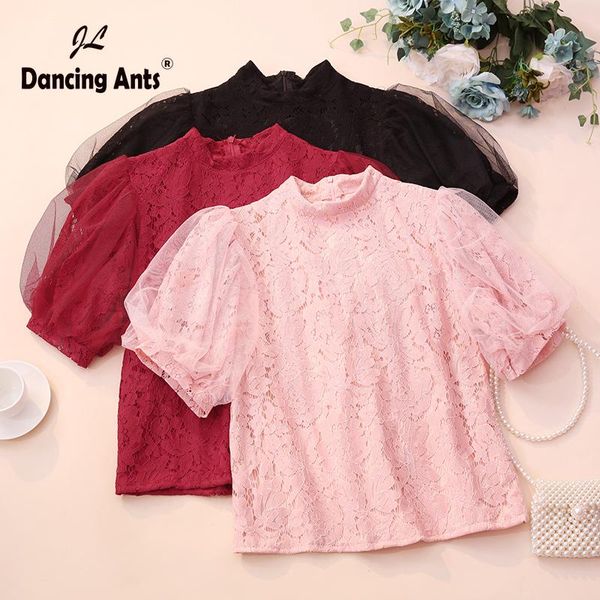 women's blouses & shirts woman short puff sleeve mandarin collar elegant lace shirt korean style solid mesh-patchwork loose female 2021, White
women's blouses & shirts woman short puff sleeve mandarin collar elegant lace shirt korean style solid mesh-patchwork loose female 2021, White