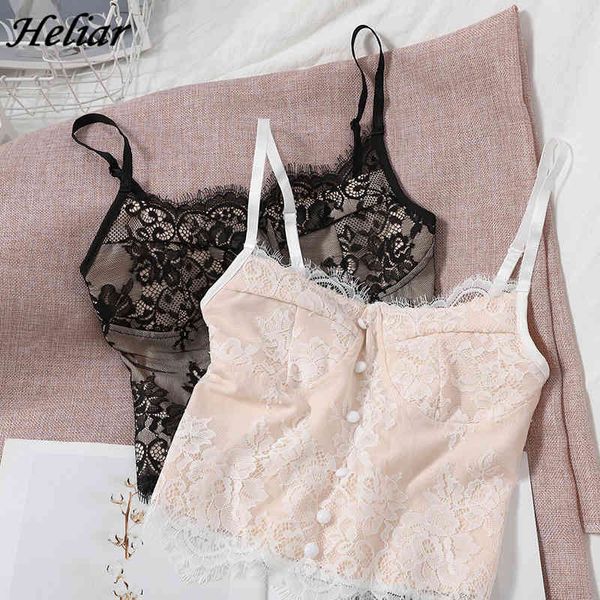 camis for women camisole button female black vintage crop lace backless tank cute vest french chic clothes 210518, White 
camis for women camisole button female black vintage crop lace backless tank cute vest french chic clothes 210518, White