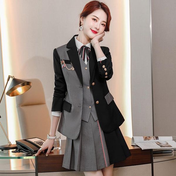 two piece dress fashion grey blazer women business suits 2 skirt and jacket sets office ladies work uniform ol style, White
two piece dress fashion grey blazer women business suits 2 skirt and jacket sets office ladies work uniform ol style, White