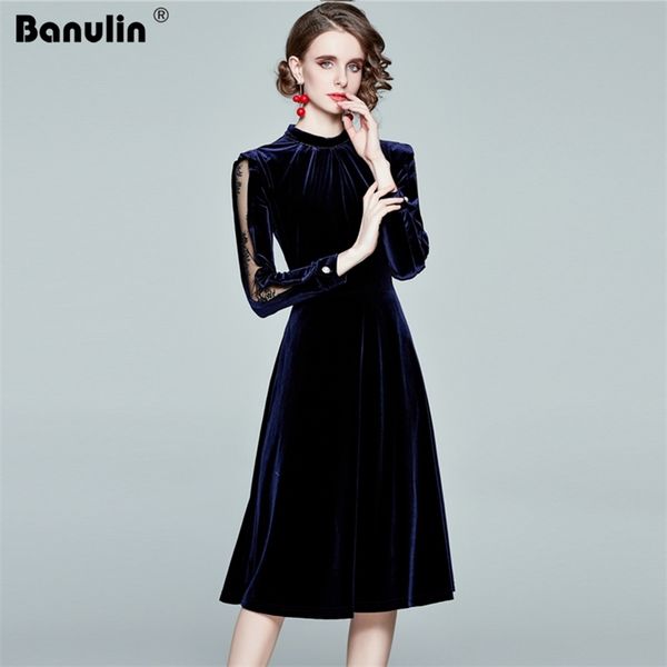 banulin autumn winter fashion runway velvet midi dress women's long sleeve lace splicing elegant party vestidos robe 210603, Black;gray
banulin autumn winter fashion runway velvet midi dress women's long sleeve lace splicing elegant party vestidos robe 210603, Black;gray