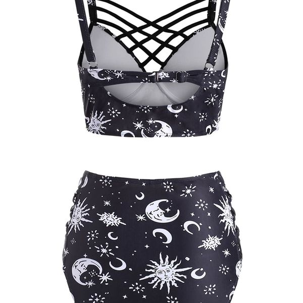 wipalo women cute sun star moon lattice high waisted tankini swimsuit ladies two pieces bathing suit casual summer beach wear, White;black
wipalo women cute sun star moon lattice high waisted tankini swimsuit ladies two pieces bathing suit casual summer beach wear, White;black