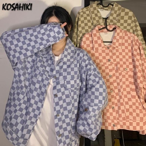 women's jackets kosahiki 2021 korean denim jacket plaid checkerboard casual outwear autumn winter loose jeans coats female, Black;brown
women's jackets kosahiki 2021 korean denim jacket plaid checkerboard casual outwear autumn winter loose jeans coats female, Black;brown