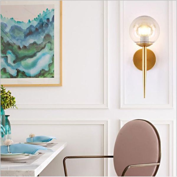 post-modern wrought iron wall lamp e27 glass ball fashion