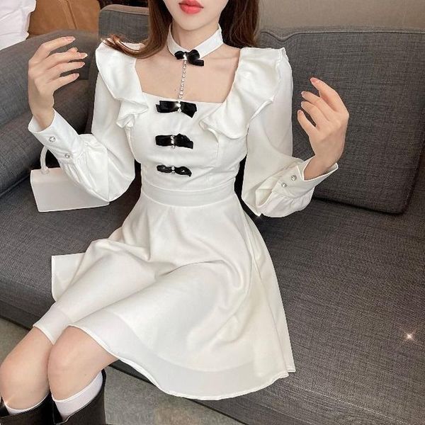 summer french vintage court style sweet girl gothic bow lolita fairy dress elegant woman square collar ruffle halter casual dresses, Black;gray
summer french vintage court style sweet girl gothic bow lolita fairy dress elegant woman square collar ruffle halter casual dresses, Black;gray