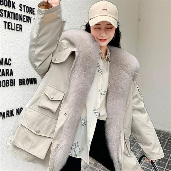 women's fur & faux fake coat imitation 2021 winter large jacket lady raccoon dog collar rex liner, Black
women's fur & faux fake coat imitation 2021 winter large jacket lady raccoon dog collar rex liner, Black