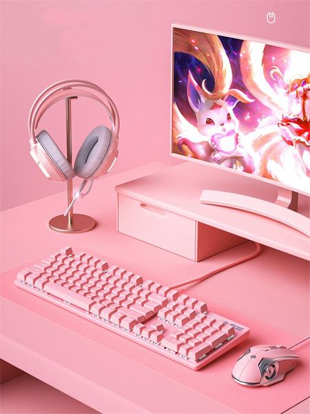 girly pink gaming mechanical wired keyboard 104-key usb interface white backlight is suitable for gamers pc lap keyboards
girly pink gaming mechanical wired keyboard 104-key usb interface white backlight is suitable for gamers pc lap keyboards
