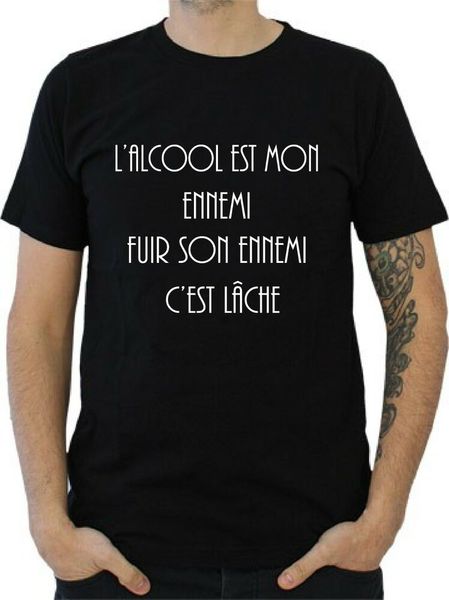 mens t-shirt alcohol is my enemy flee his enemy is a coward, White;black
mens t-shirt alcohol is my enemy flee his enemy is a coward, White;black