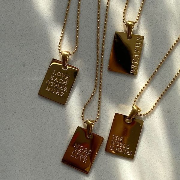designer necklace vintage couple jewelry motto engraved square pendant pure 18k gold plated s for women stainless steel men's chain bea, Silver
designer necklace vintage couple jewelry motto engraved square pendant pure 18k gold plated s for women stainless steel men's chain bea, Silver