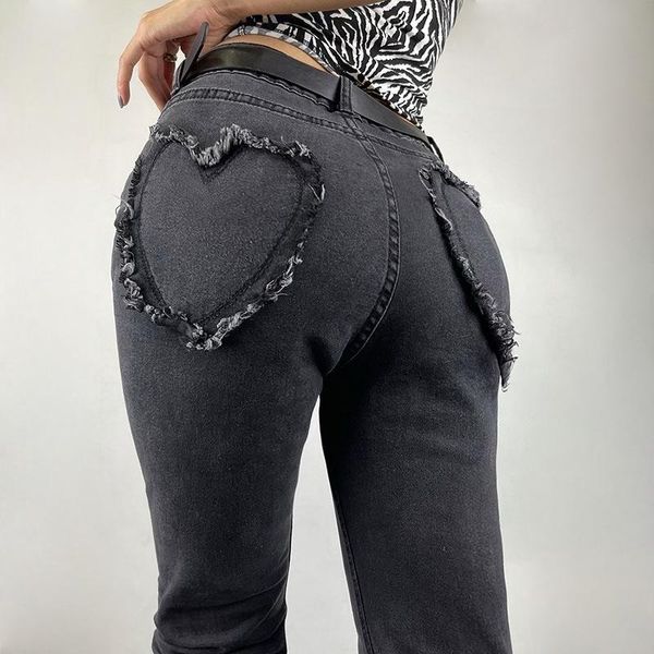 women's jeans sweet slim hip love pocket flared pants retro high waist stretch trousers, Blue
women's jeans sweet slim hip love pocket flared pants retro high waist stretch trousers, Blue