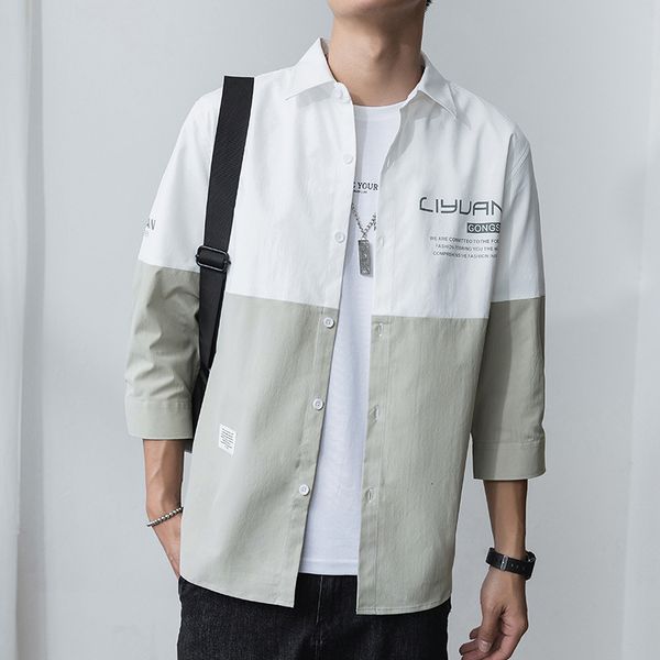 new 2021 spring and summer color matching shirt men's long sleeve loose casual coat fashion brand, White;black
new 2021 spring and summer color matching shirt men's long sleeve loose casual coat fashion brand, White;black