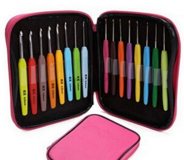 100set knitting tools soft plastic handle alumina crochet hook set as thin thick 16 pink leather bags sewing notions, Black
100set knitting tools soft plastic handle alumina crochet hook set as thin thick 16 pink leather bags sewing notions, Black