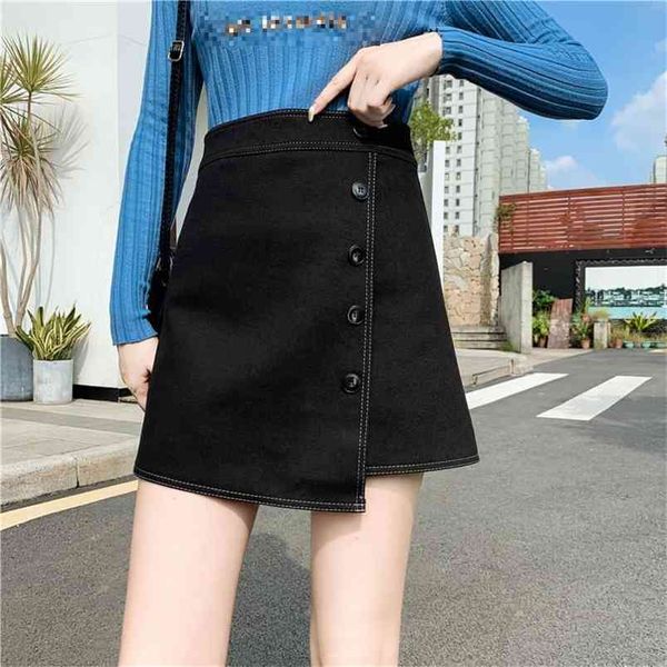 autumn winter plus size simple black was thin high waist wild casual irregular women a-line woolen short skirt 210527
autumn winter plus size simple black was thin high waist wild casual irregular women a-line woolen short skirt 210527