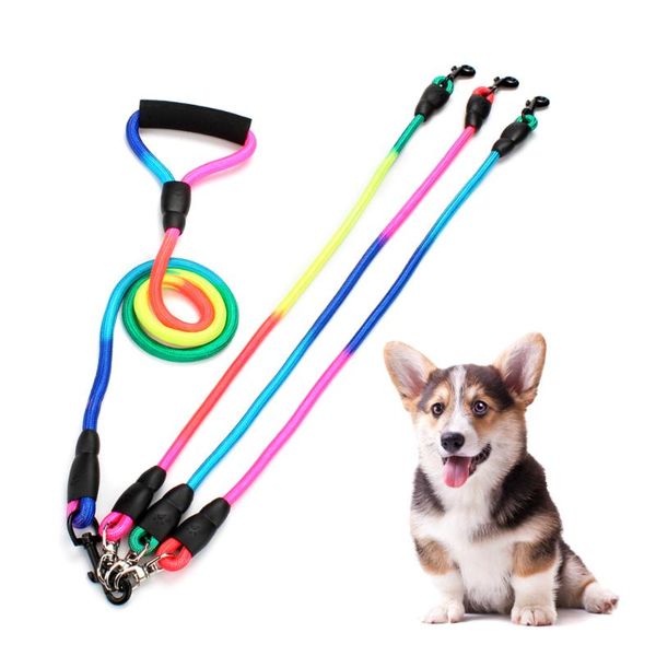 rainbow multi dogs leash nylon detachable pet lead foam handle 1 for 2 or 3 4 round traction rope dog supplies collars & leashes
rainbow multi dogs leash nylon detachable pet lead foam handle 1 for 2 or 3 4 round traction rope dog supplies collars & leashes