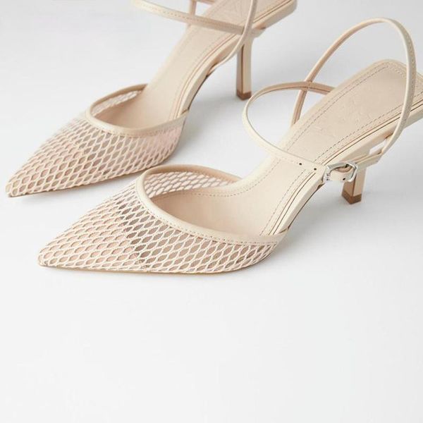 dress shoes fine heel sandals pointed toe mesh slingback for women party elegant pumps, Black
dress shoes fine heel sandals pointed toe mesh slingback for women party elegant pumps, Black