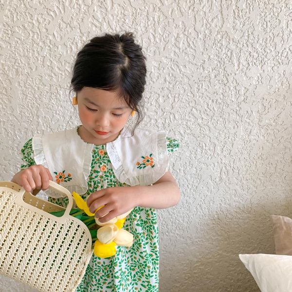 summer children kids vintage floral print short sleeve lace embroidery lapel collar princess party girls pleated dress vestidos girl's, Red;yellow
summer children kids vintage floral print short sleeve lace embroidery lapel collar princess party girls pleated dress vestidos girl's, Red;yellow
