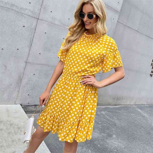vacation beach summer mini dress pile collar ruffle dot print short lotus sleeve go on holiday yellow vestidos 210520, Black;gray
vacation beach summer mini dress pile collar ruffle dot print short lotus sleeve go on holiday yellow vestidos 210520, Black;gray