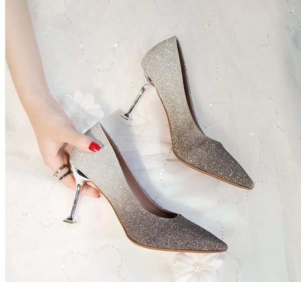 women's shoes in spring and autumn high fine heel pointed end sequined cloth@249, Black
women's shoes in spring and autumn high fine heel pointed end sequined cloth@249, Black