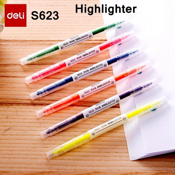 highlighters deli s623 double side pen marker 6 colors oblique & round head highligters office school suppliers, Black;red
highlighters deli s623 double side pen marker 6 colors oblique & round head highligters office school suppliers, Black;red