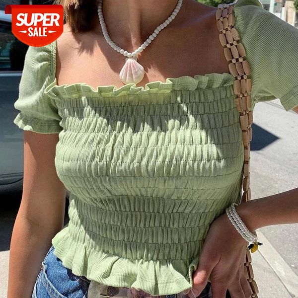 2020 summer women ladies european style t shirt short sleeve ruffle square collar slim stretch streetwear cloth female #li4e, White
2020 summer women ladies european style t shirt short sleeve ruffle square collar slim stretch streetwear cloth female #li4e, White