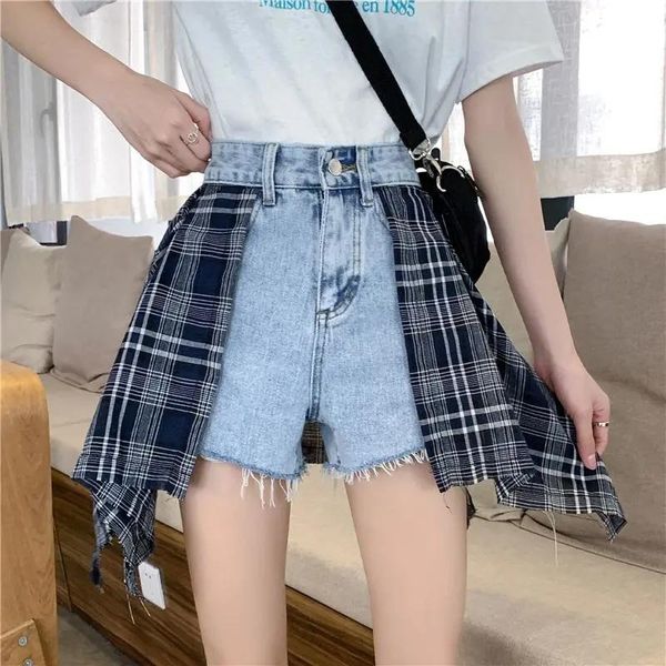 women's jeans denim shorts women high waist pants female wide legs patchwork ins streetwear designer oversize summer, Blue
women's jeans denim shorts women high waist pants female wide legs patchwork ins streetwear designer oversize summer, Blue
