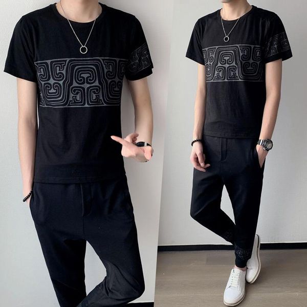 men's tracksuits 2021 spring men slim fit outfits set short sleeve t shirt personalized printing 2 piece +pants black tracksuit, Gray
men's tracksuits 2021 spring men slim fit outfits set short sleeve t shirt personalized printing 2 piece +pants black tracksuit, Gray