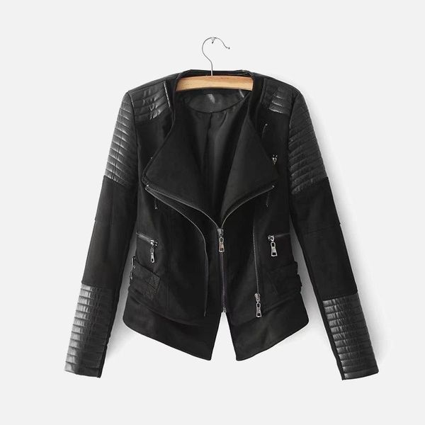 women's jackets faux leather suede splice women jacket black pu motorcycle zippers female coat spring autumn solid casual lady outerwea, Black;brown
women's jackets faux leather suede splice women jacket black pu motorcycle zippers female coat spring autumn solid casual lady outerwea, Black;brown