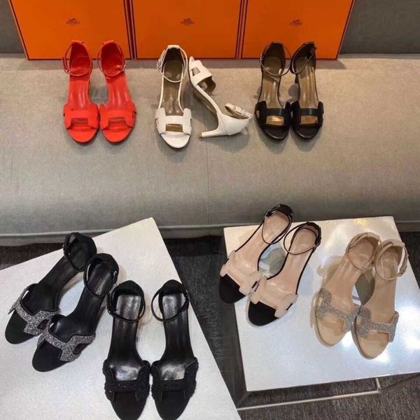2021 new one line sandals with h female high heel versatile thin heel rhinestone fashion soft leather sandals fairy style, Black
2021 new one line sandals with h female high heel versatile thin heel rhinestone fashion soft leather sandals fairy style, Black