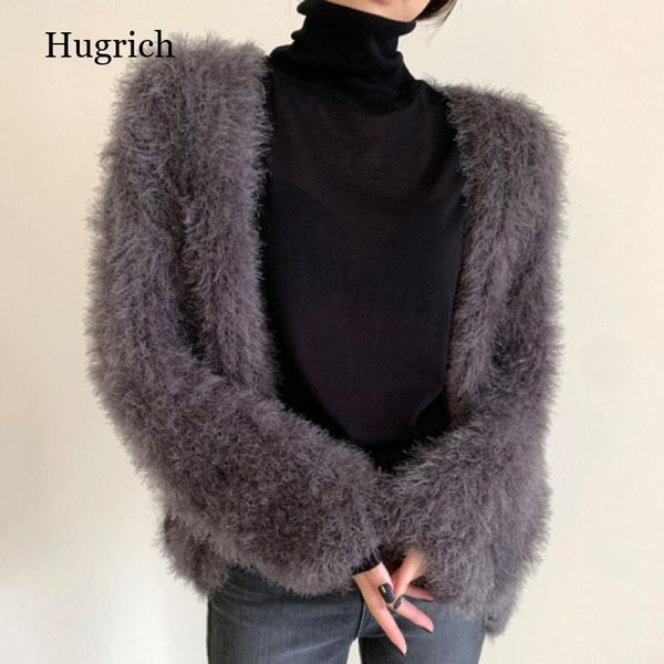 women's knits & tees retro loose solid plush warm long-sleeved cardigan autumn and winter sweater short coat women korean, White
women's knits & tees retro loose solid plush warm long-sleeved cardigan autumn and winter sweater short coat women korean, White