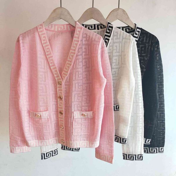 college style 2021 early autumn women's new v-neck long sleeve hollow out thin maze knitted cardigan slim fit, White;black
college style 2021 early autumn women's new v-neck long sleeve hollow out thin maze knitted cardigan slim fit, White;black