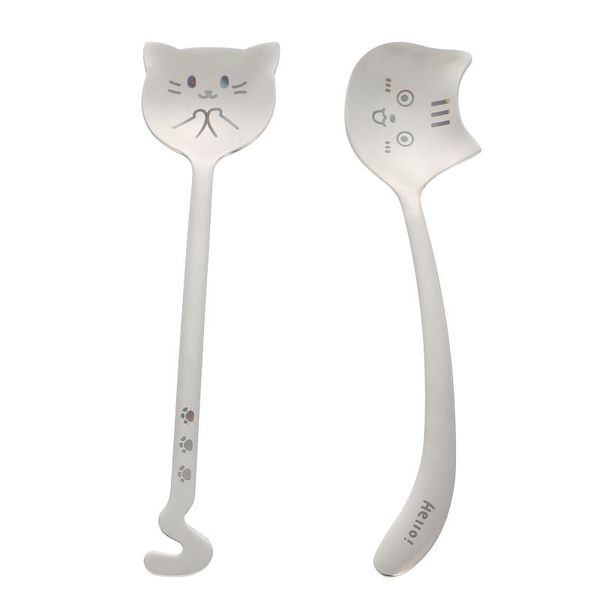 spoons 2pcs stainless steel dessert lovely coffee soup (silver)