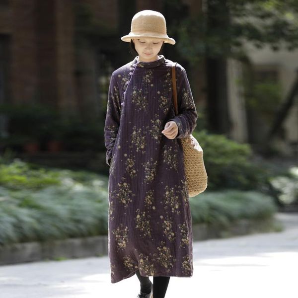 casual dresses johnature 2021 winter retro fashion floral print stand plate buckle plush cheongsam dress comfortable pockets women, Black;gray
casual dresses johnature 2021 winter retro fashion floral print stand plate buckle plush cheongsam dress comfortable pockets women, Black;gray