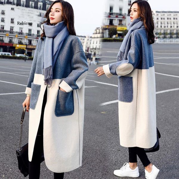 women's wool & blends casual a-line loose long full fashion women open stitch cotton womens coat warm spring autumn female, Black 
women's wool & blends casual a-line loose long full fashion women open stitch cotton womens coat warm spring autumn female, Black