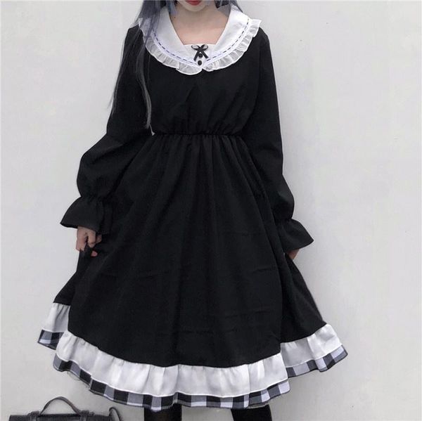 casual dresses japanese harajuku women black dress spring gothic sailor collar bow high waist patchwork plaid ruffles kawaii party lolita, Black;gray
casual dresses japanese harajuku women black dress spring gothic sailor collar bow high waist patchwork plaid ruffles kawaii party lolita, Black;gray