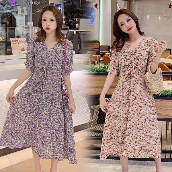 501# maternity dress summer chiffon v neck floral short sleeves loose stylish pregnant women mom dresses, White
501# maternity dress summer chiffon v neck floral short sleeves loose stylish pregnant women mom dresses, White